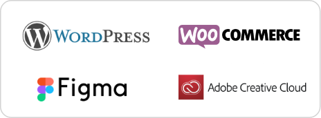 WordPress, WooCommerce, Figma, Adobe Creative Cloud